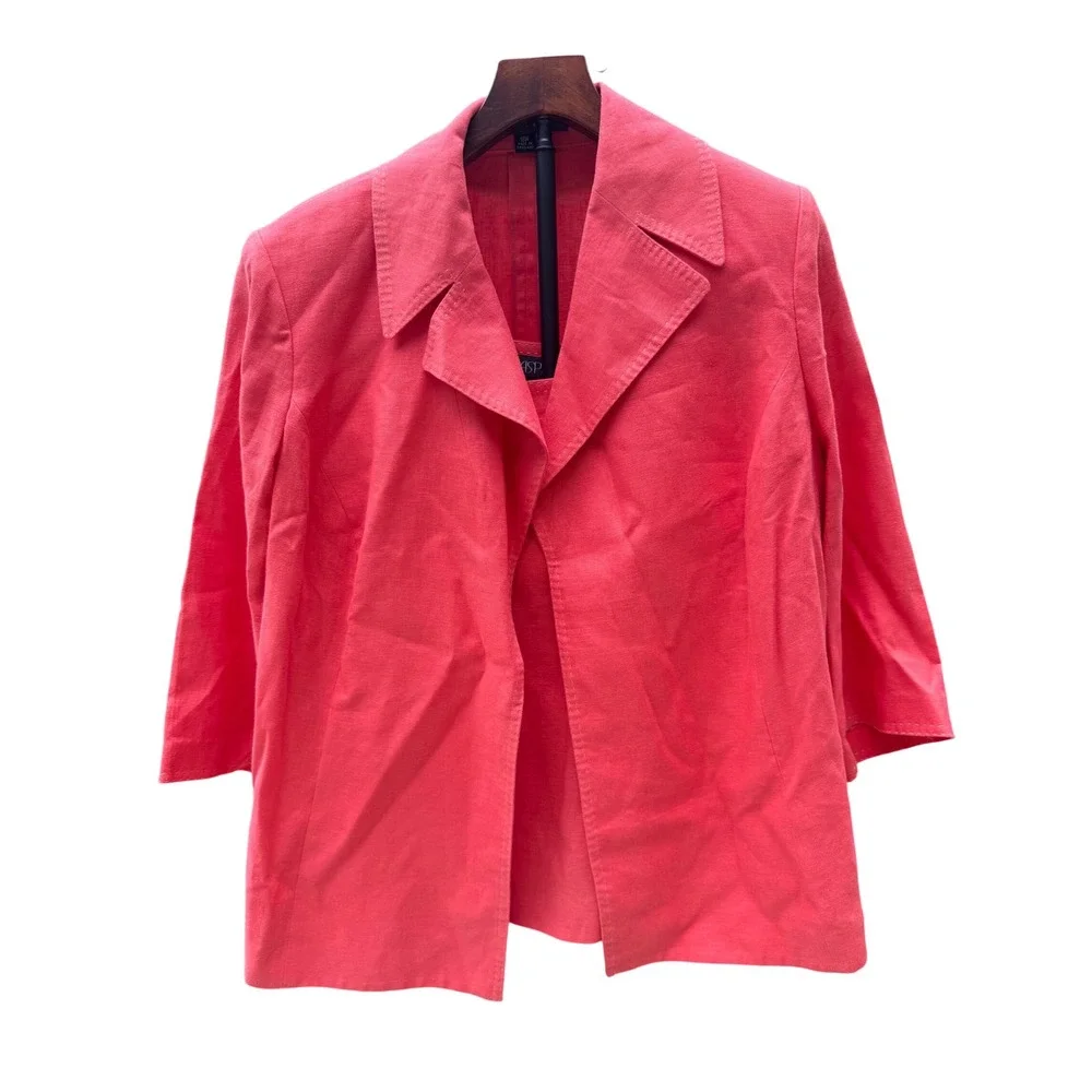 Kasper Woman Coral Pink Linen Blend Blazer and Tank Set 18W Pick Stitch 2 Piece